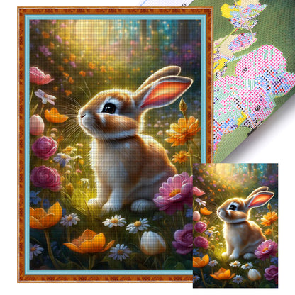 Rabbit In Flowers - 14CT Stamped Cross Stitch 35*50CM