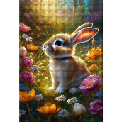 Rabbit In Flowers - 14CT Stamped Cross Stitch 35*50CM