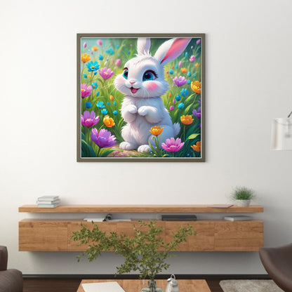 White Rabbit In The Flowers - 14CT Stamped Cross Stitch 40*40CM