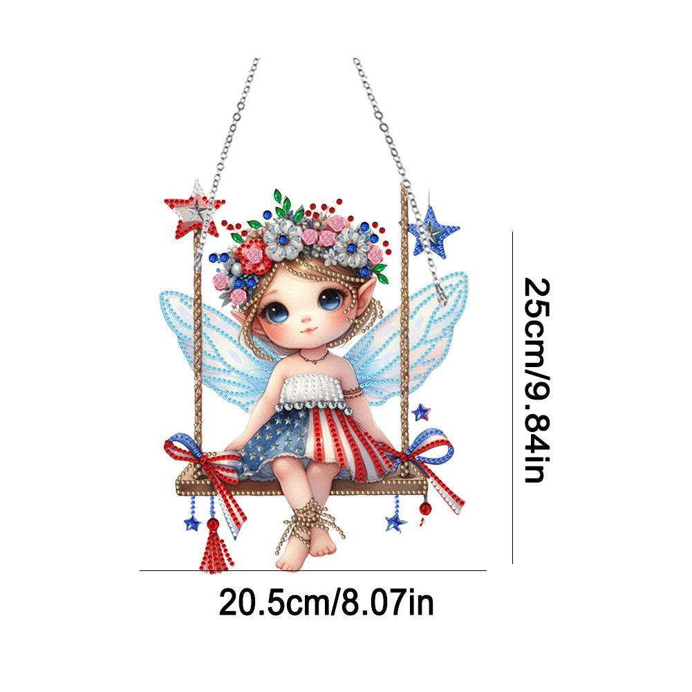 Single-Side Fairy Diamond Art Hanging Pendant for Home Wall Decor (Fairy Swing)