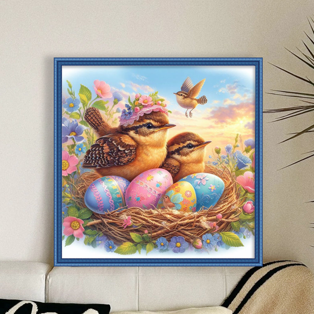 Birds And Easter Eggs - 18CT Stamped Cross Stitch 40*40CM