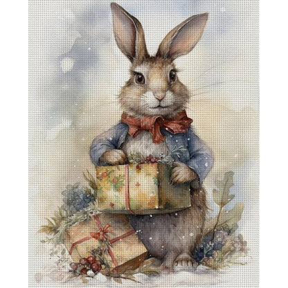 Bunny Gift - 14CT Stamped Cross Stitch 40*50CM