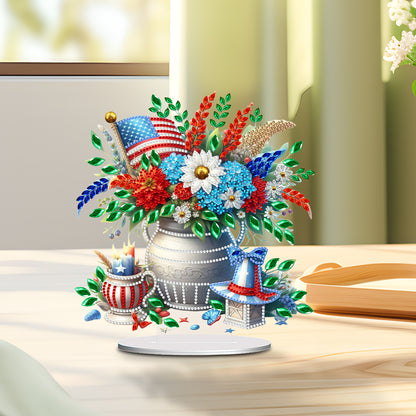 American Flag Special Shape Diamond Painting Desktop Ornament (Flower Vase 2)