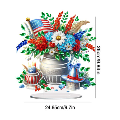 American Flag Special Shape Diamond Painting Desktop Ornament (Flower Vase 2)