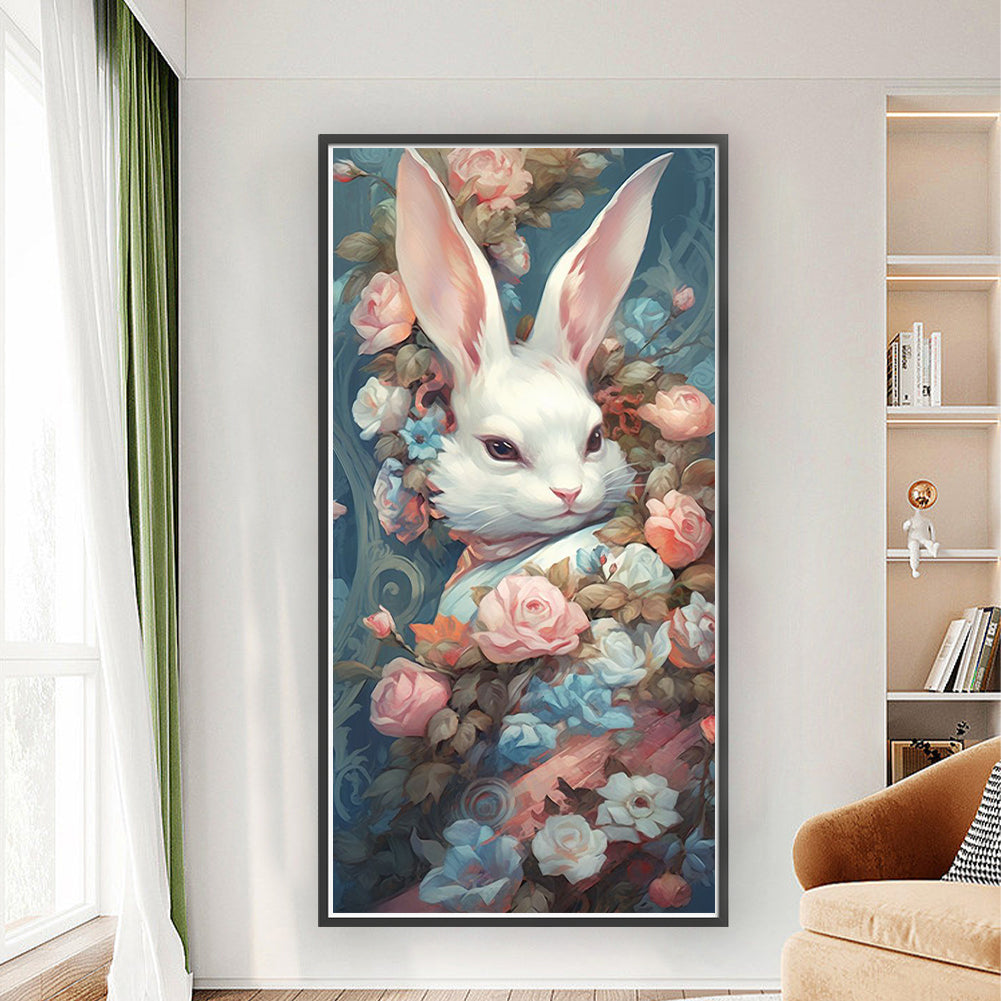 Rabbit And Flowers - 11CT Stamped Cross Stitch 30*60CM