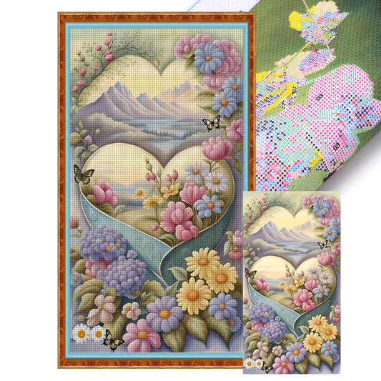 Love Rose Landscape - 11CT Stamped Cross Stitch 40*70CM