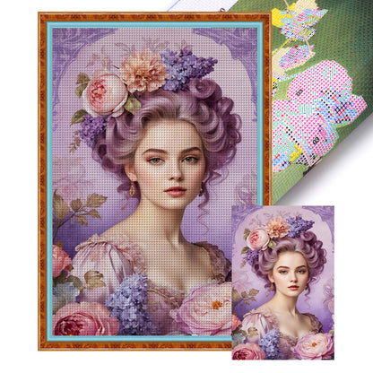 Retro Lady Woman - 11CT Stamped Cross Stitch 40*65CM