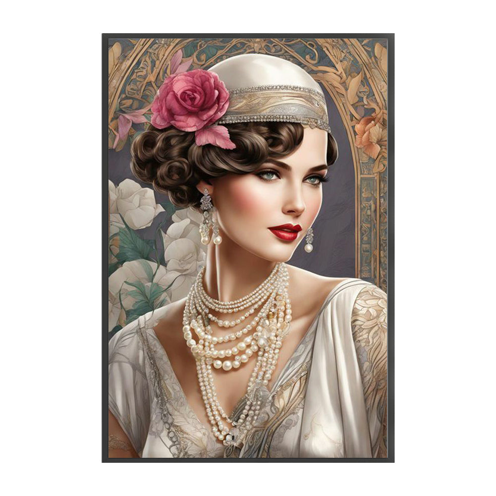 Retro Lady Woman - 11CT Stamped Cross Stitch 50*75CM