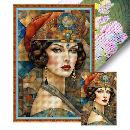 Retro Lady Woman - 11CT Stamped Cross Stitch 50*75CM