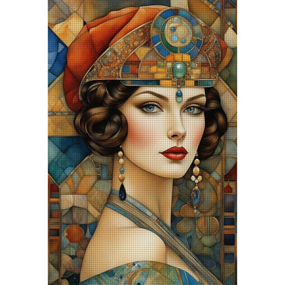 Retro Lady Woman - 11CT Stamped Cross Stitch 50*75CM