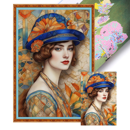 Retro Lady Woman - 11CT Stamped Cross Stitch 50*75CM