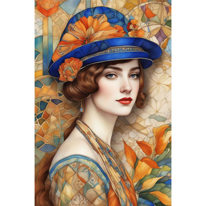 Retro Lady Woman - 11CT Stamped Cross Stitch 50*75CM