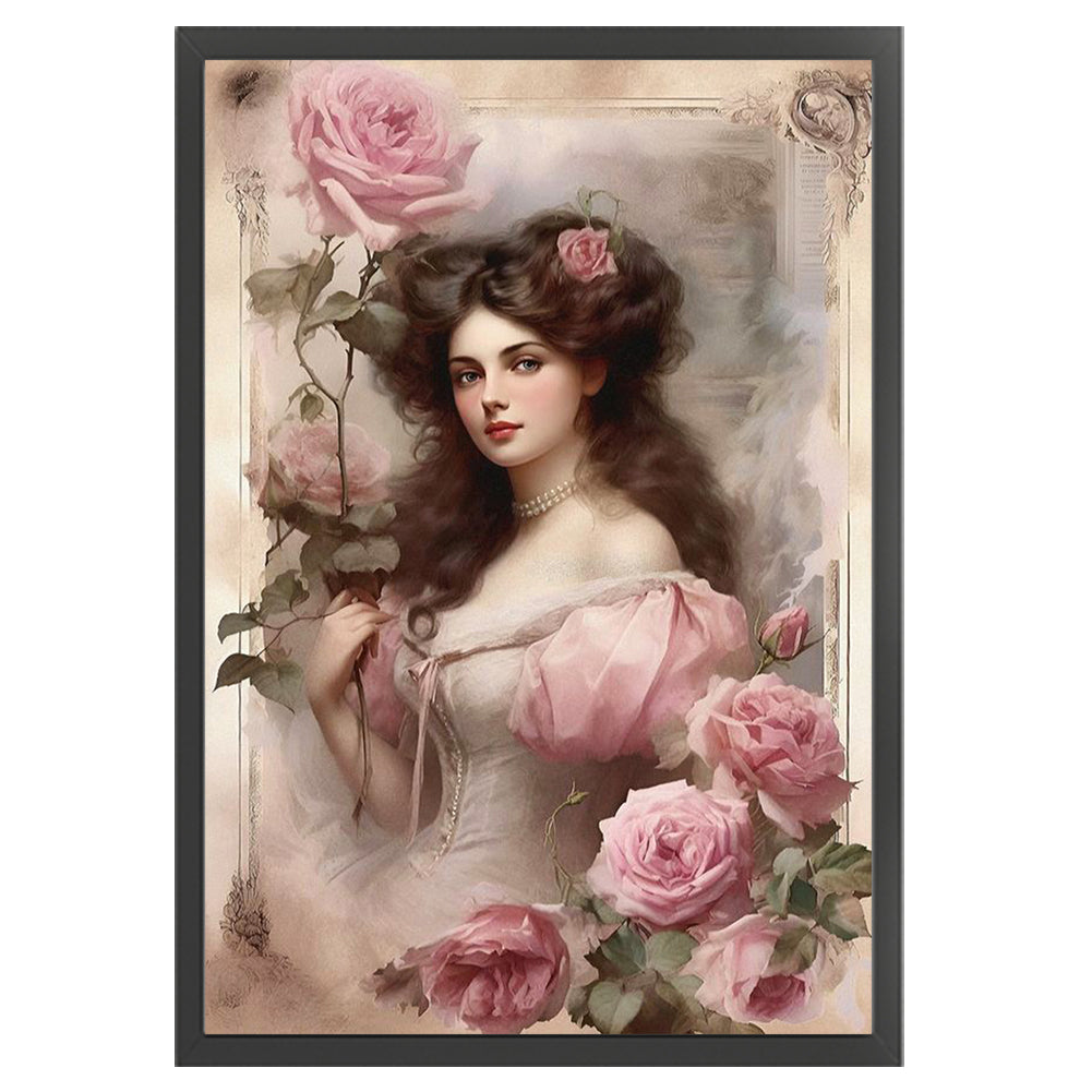 Retro Lady Woman - 11CT Stamped Cross Stitch 40*60CM