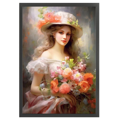 Retro Lady Woman - 11CT Stamped Cross Stitch 40*60CM