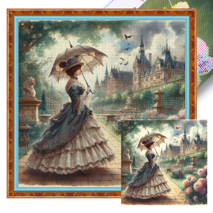 Retro Lady Woman - 11CT Stamped Cross Stitch 40*60CM