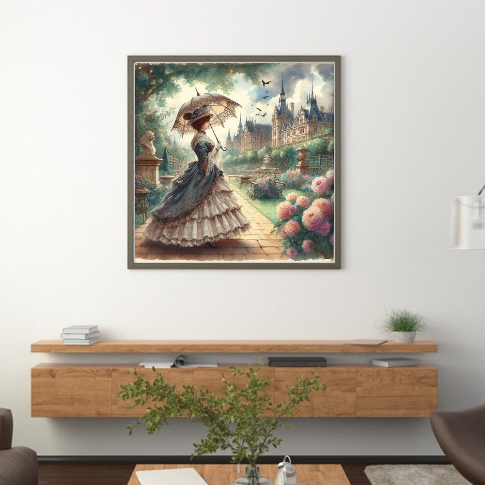 Retro Lady Woman - 11CT Stamped Cross Stitch 40*60CM