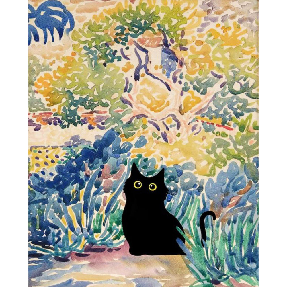 Black Cat - 11CT Stamped Cross Stitch 40*50CM