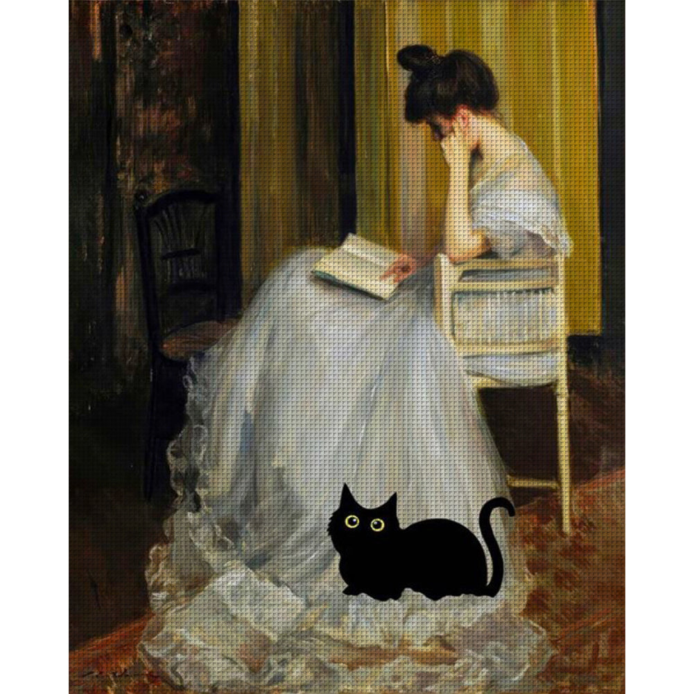 Black Cat - 11CT Stamped Cross Stitch 40*50CM