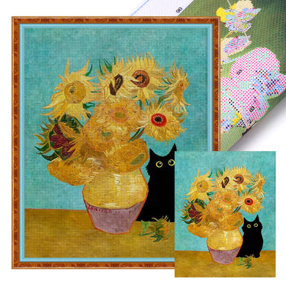 Black Cat - 11CT Stamped Cross Stitch 40*50CM