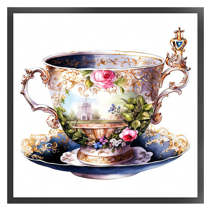 Flower Tea Cup - 14CT Stamped Cross Stitch 40*40CM