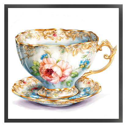 Flower Tea Cup - 14CT Stamped Cross Stitch 40*40CM