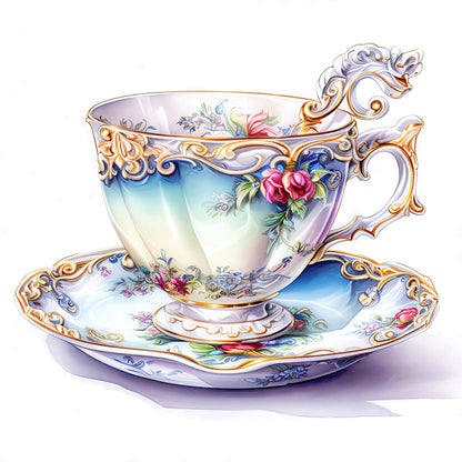 Flower Tea Cup - 14CT Stamped Cross Stitch 40*40CM