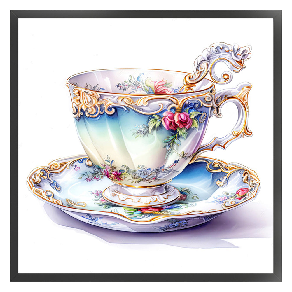 Flower Tea Cup - 14CT Stamped Cross Stitch 40*40CM