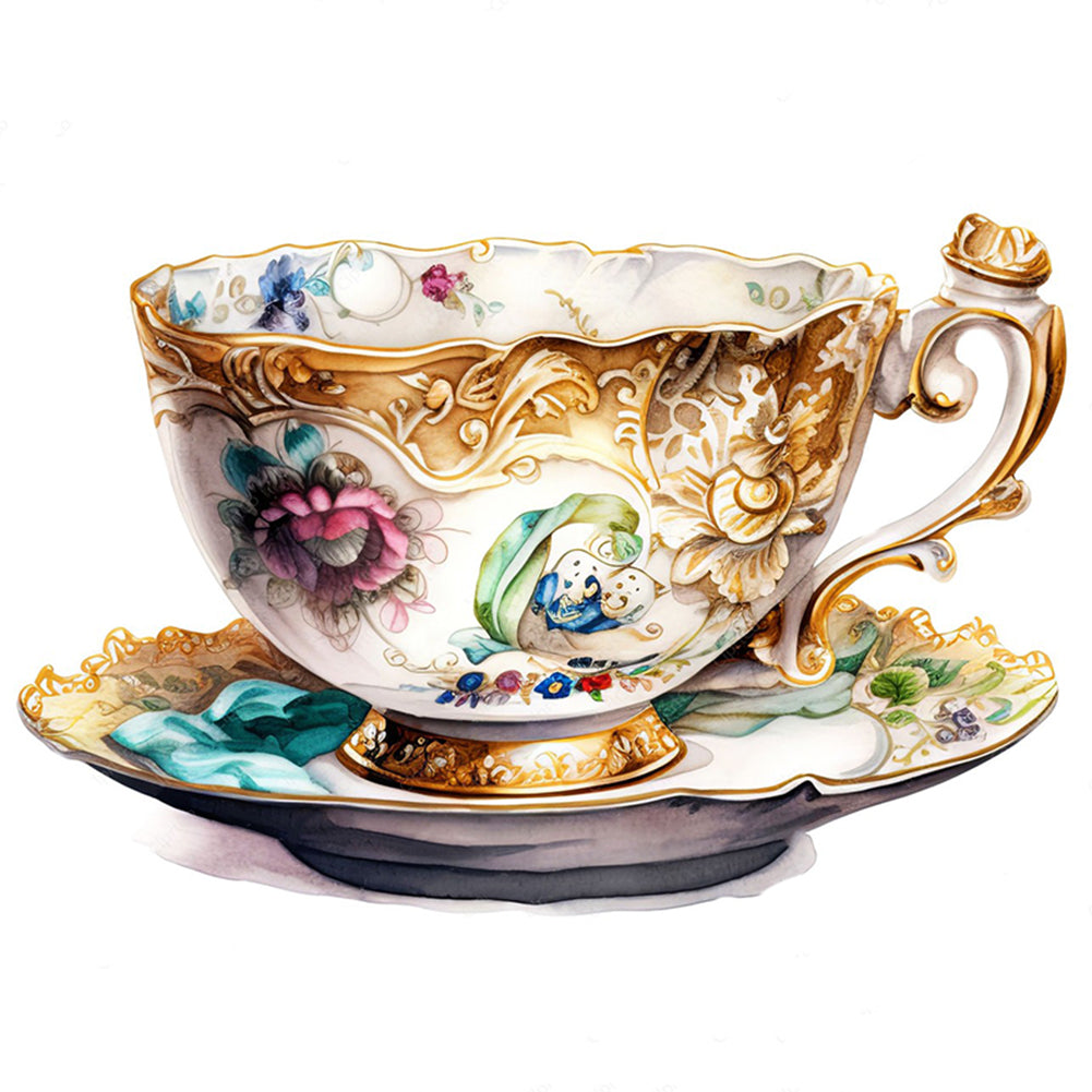 Flower Tea Cup - 14CT Stamped Cross Stitch 40*40CM