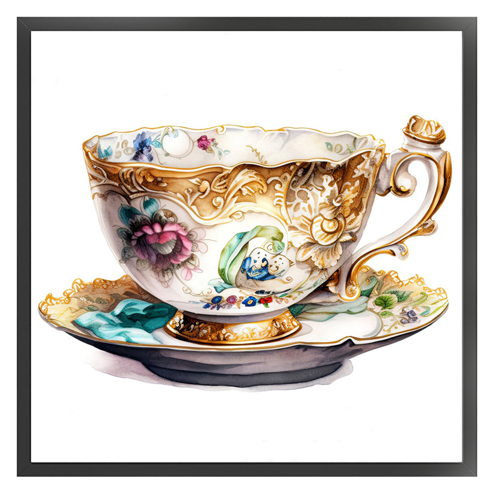 Flower Tea Cup - 14CT Stamped Cross Stitch 40*40CM