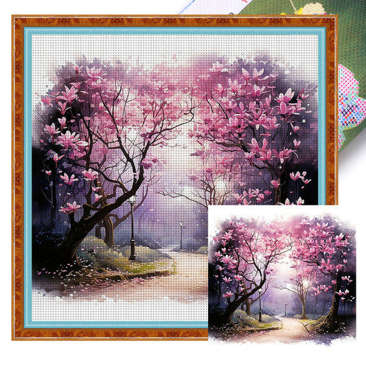 Magnolia Tree - 11CT Stamped Cross Stitch 40*40CM