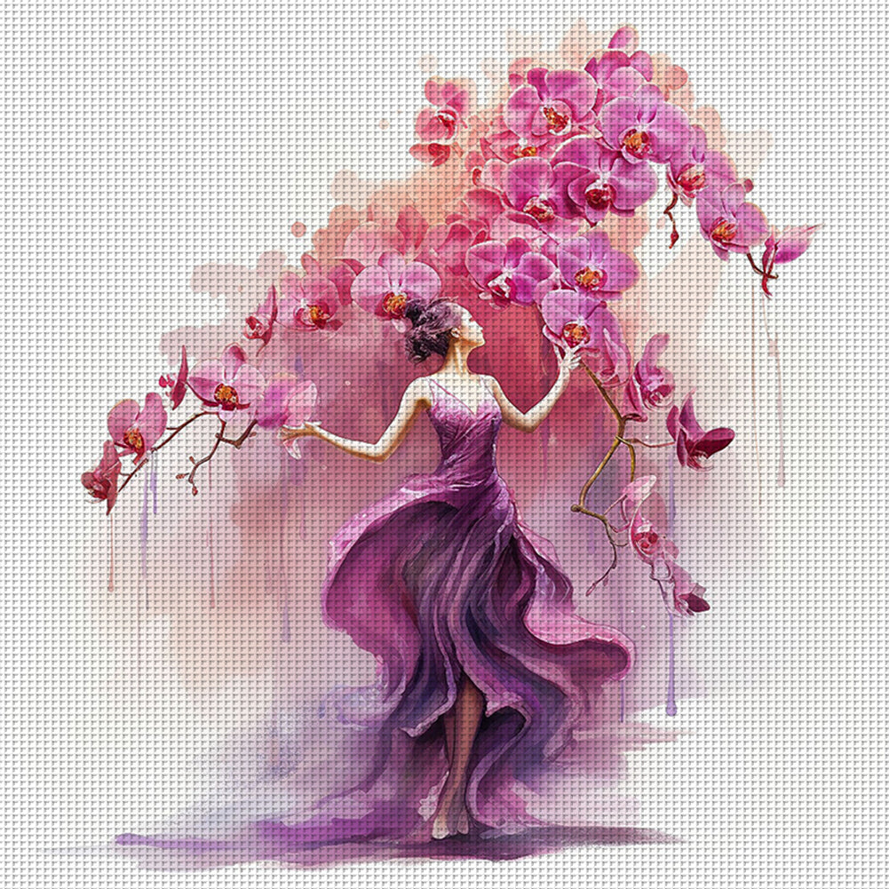 Orchid - 11CT Stamped Cross Stitch 40*40CM