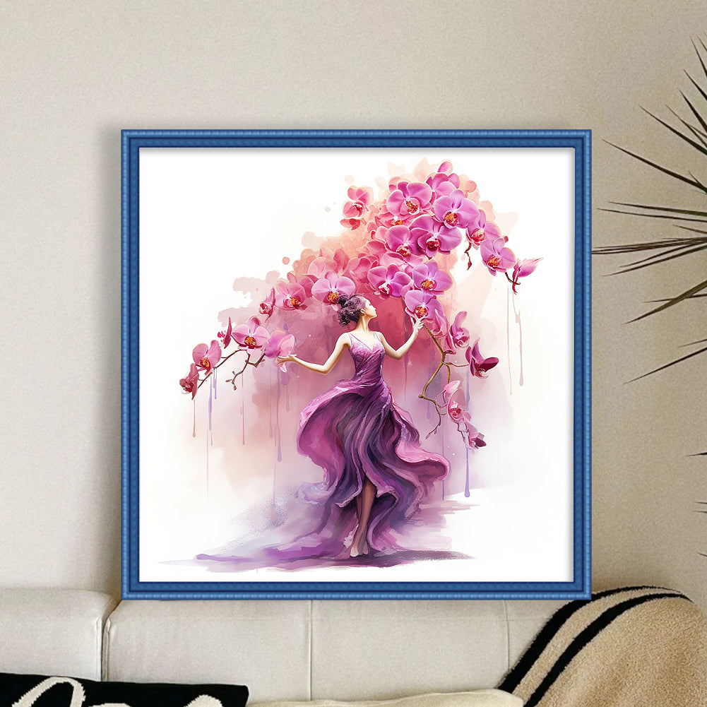 Orchid - 11CT Stamped Cross Stitch 40*40CM