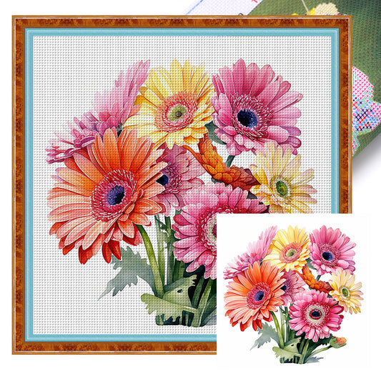 Gerbera - 11CT Stamped Cross Stitch 40*40CM