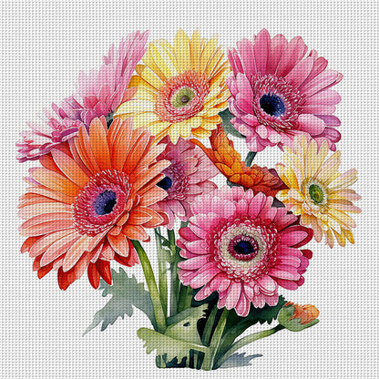 Gerbera - 11CT Stamped Cross Stitch 40*40CM