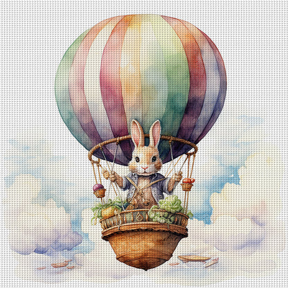 Easter Hot Air Balloon Bunny - 11CT Stamped Cross Stitch 40*40CM