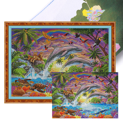 Ocean World - 11CT Stamped Cross Stitch 60*45CM