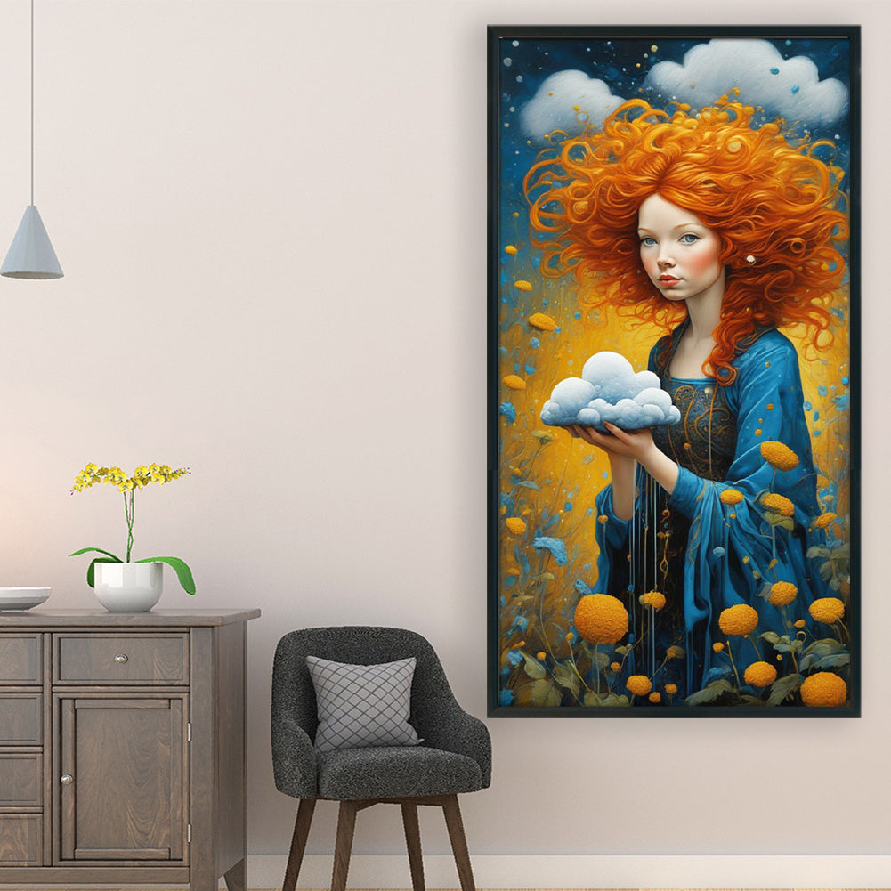 Cloud Girl - 11CT Stamped Cross Stitch 40*75CM