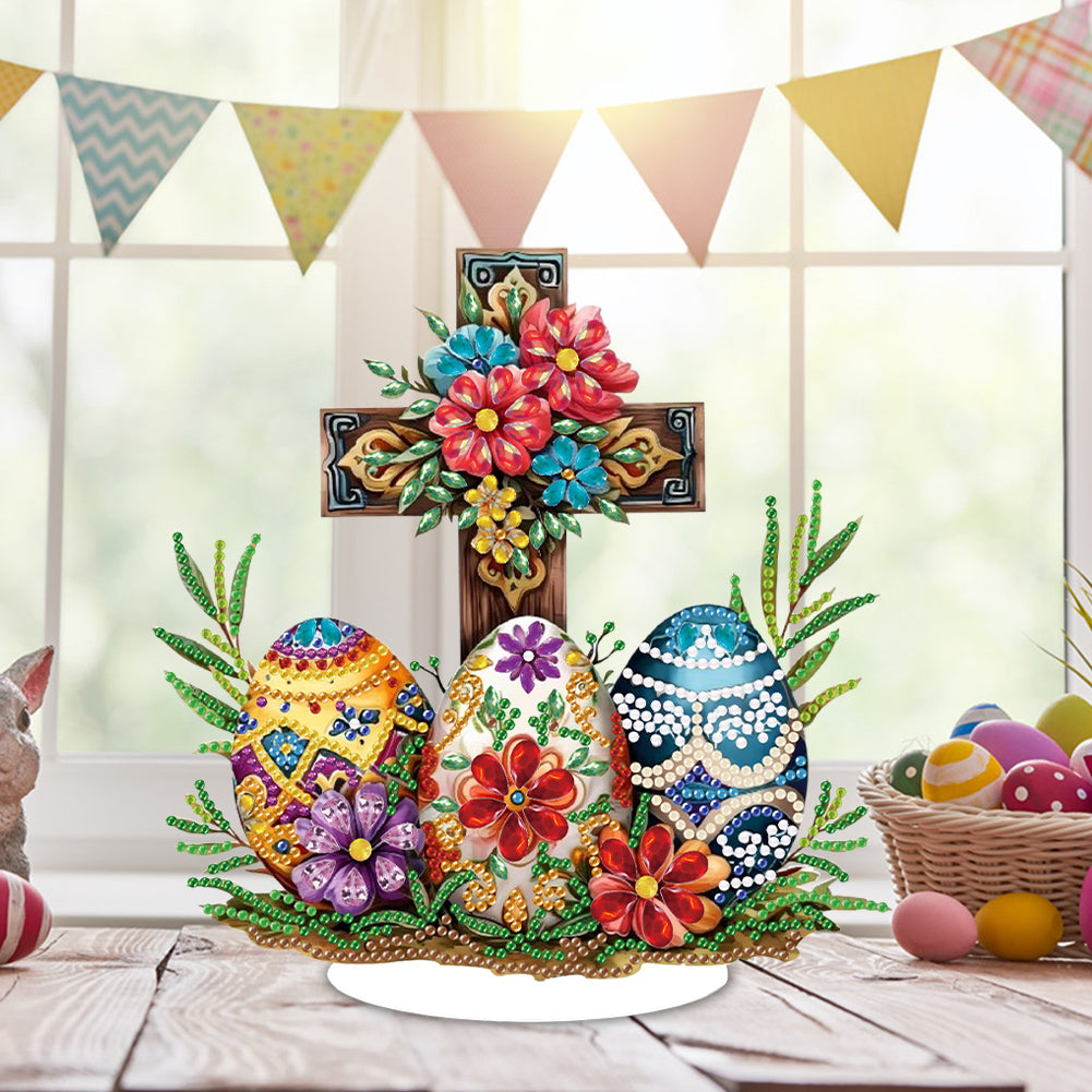 Special Shaped 5D Easter Egg Cross DIY Diamond Art Tabletop Decor Bedroom Decor