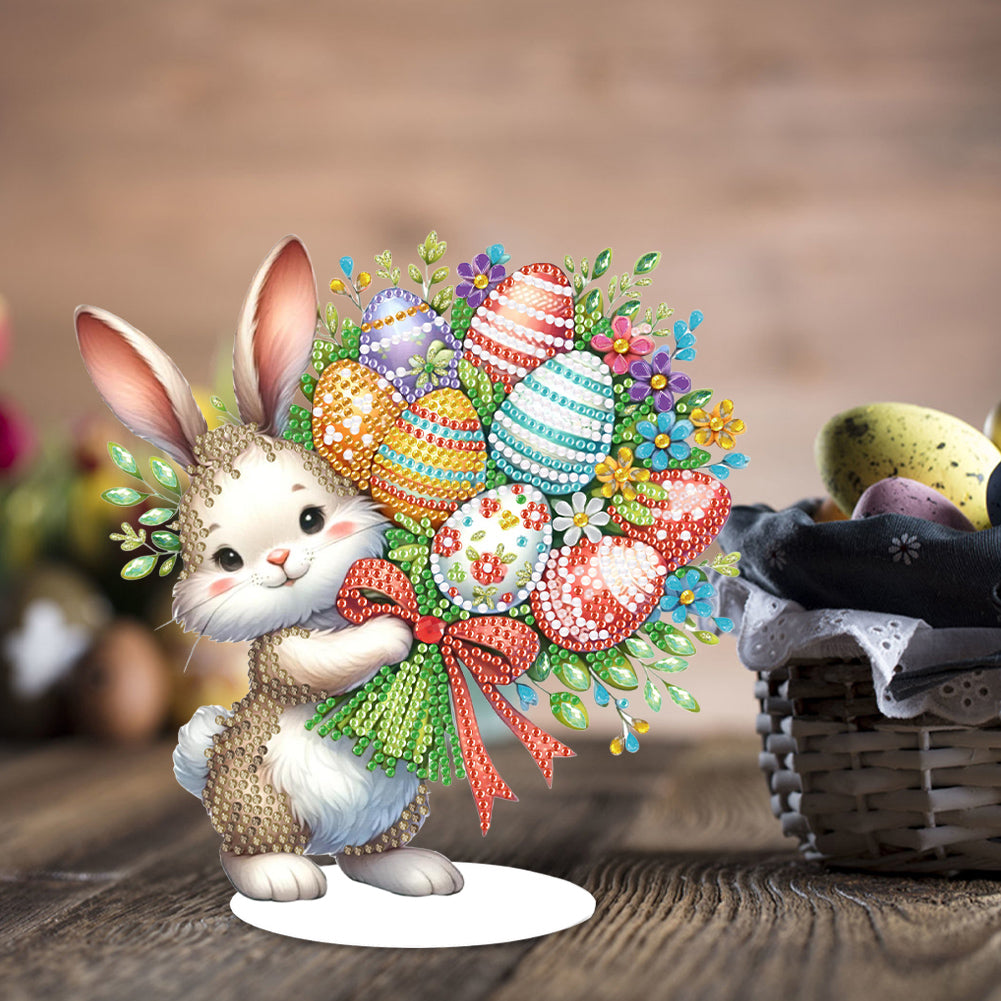 Special Shaped 5D Easter Egg Rabbit Diamond Art Tabletop Decor Home Office Decor