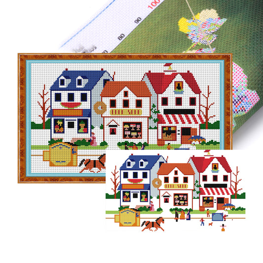 Summer Market - 14CT Stamped Cross Stitch 40*26CM(Joy Sunday)