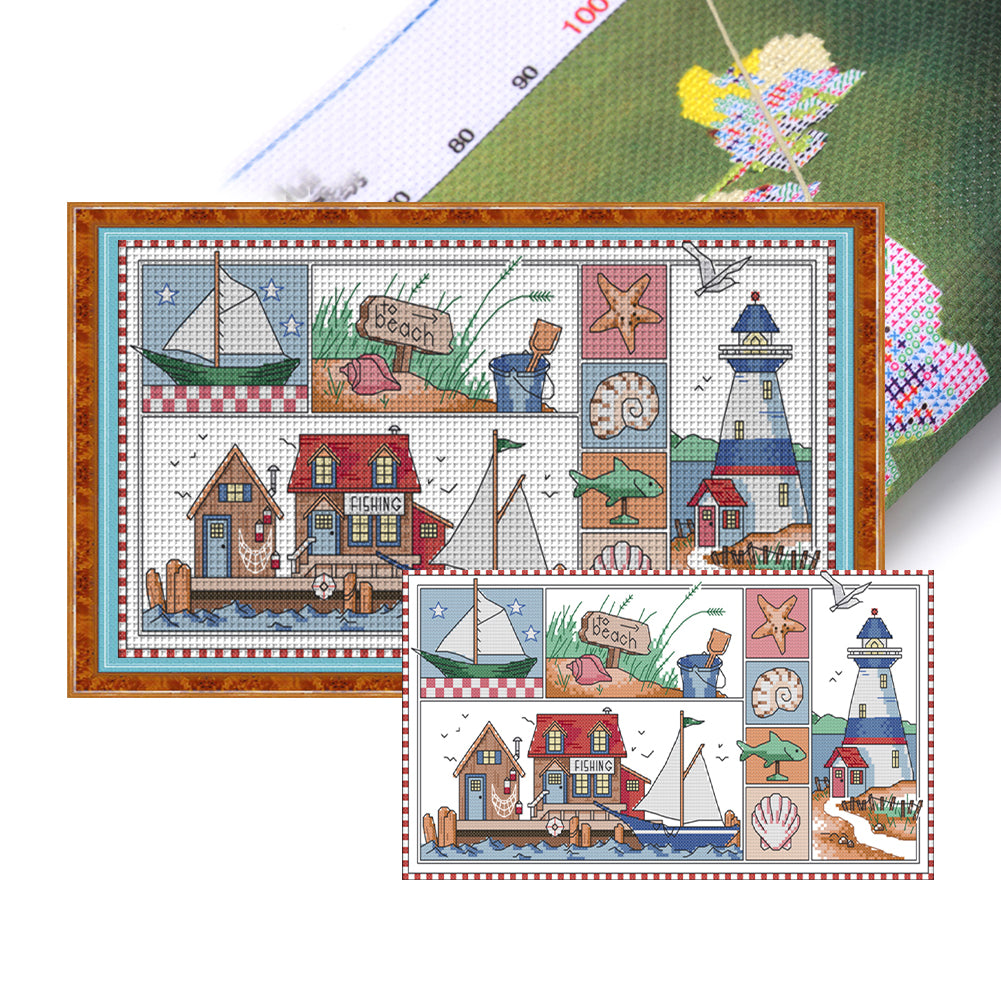 Seaside Impression - 14CT Stamped Cross Stitch 41*25CM(Joy Sunday)