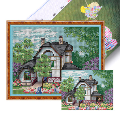 Beautiful View Of The Manor - 14CT Stamped Cross Stitch 36*29CM(Joy Sunday)