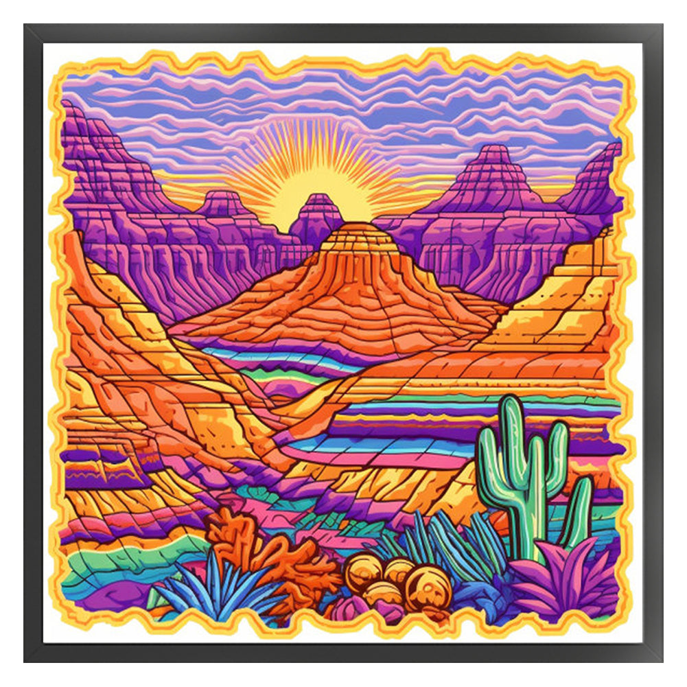 Mountains Under Sunset - 14CT Stamped Cross Stitch 50*50CM