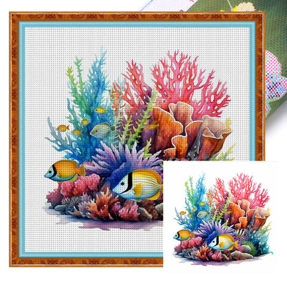 The Underwater World - 14CT Stamped Cross Stitch 40*40CM