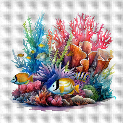 The Underwater World - 14CT Stamped Cross Stitch 40*40CM