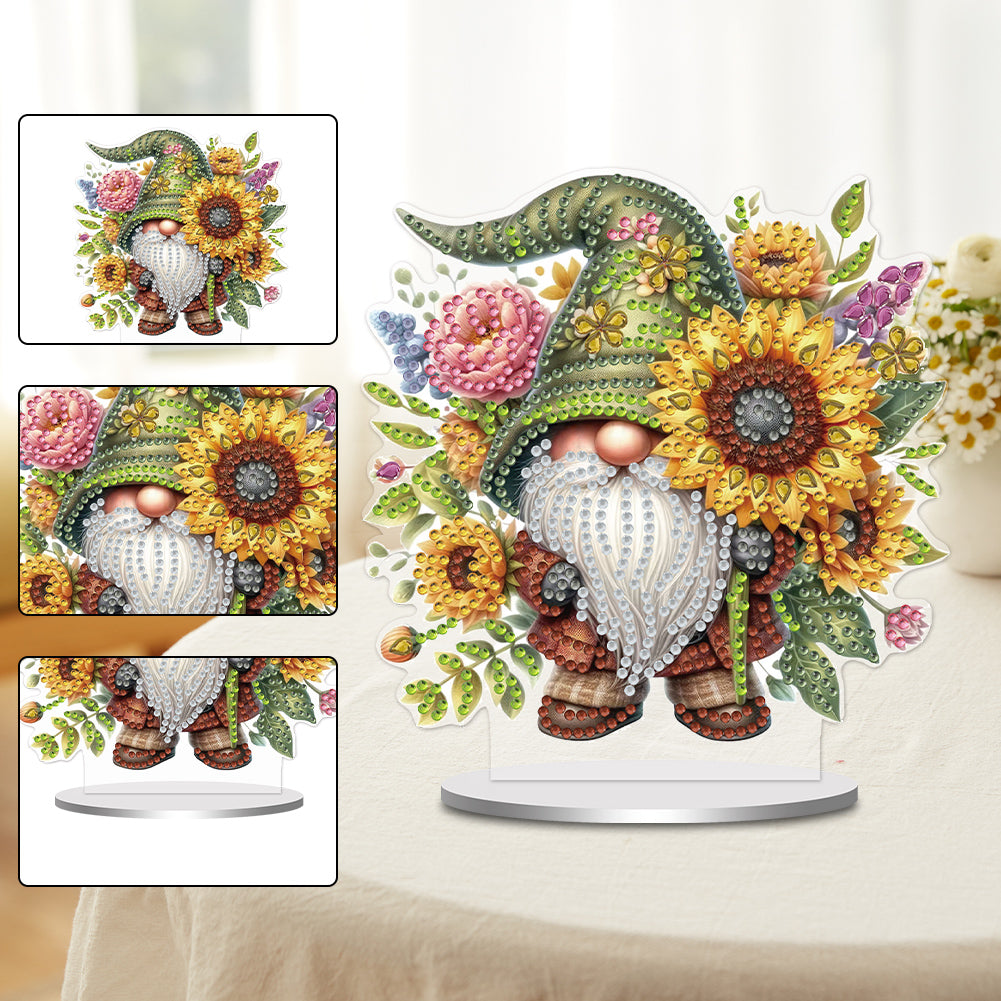 Single-Side Special Shape Spring Gnome Desktop Diamond Art Kits for Home Decor