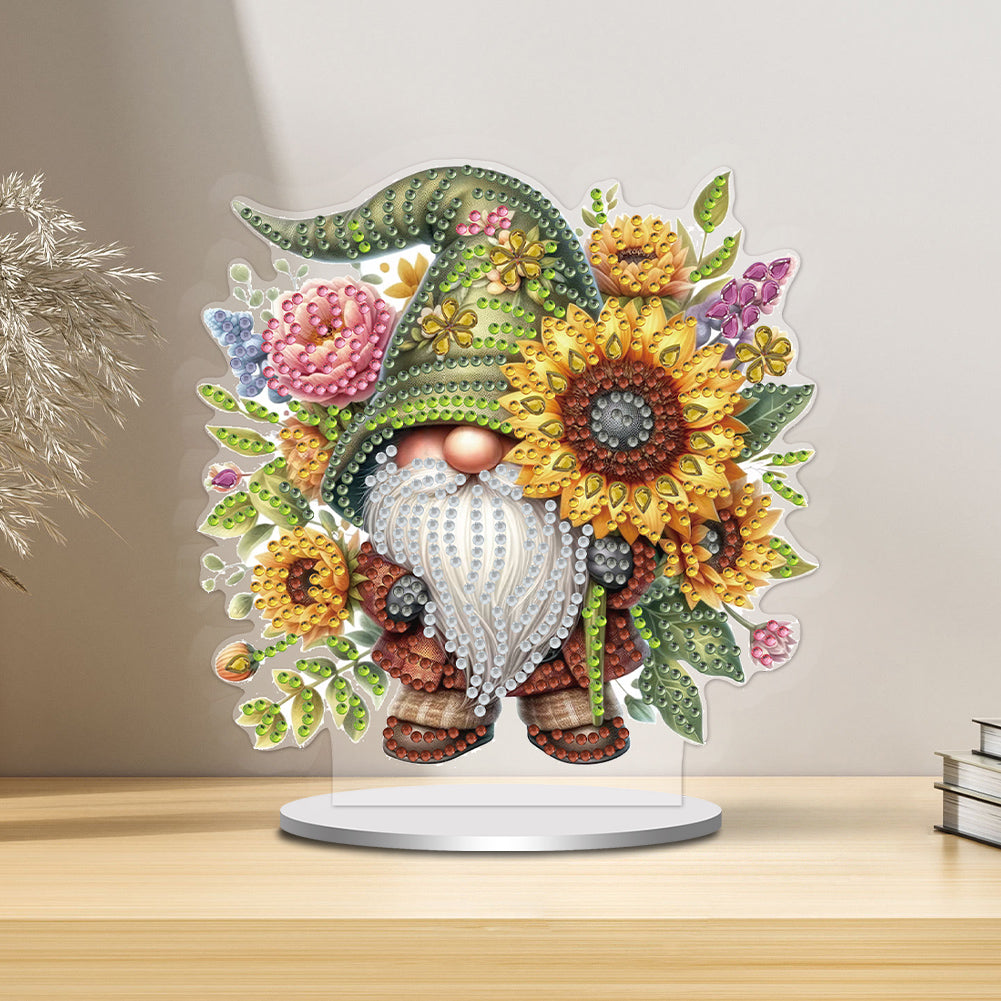 Single-Side Special Shape Spring Gnome Desktop Diamond Art Kits for Home Decor