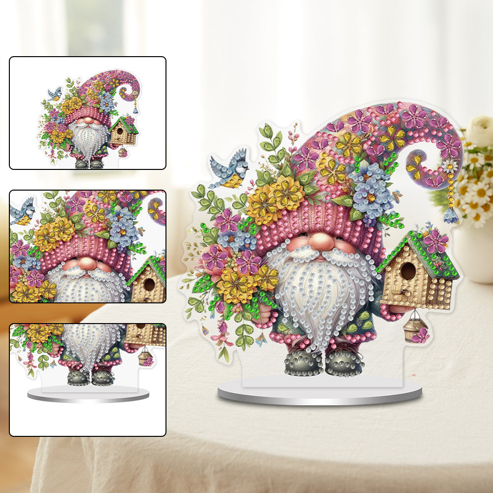 Single-Side Special Shape Spring Gnome Desktop Diamond Art Kits for Home Decor