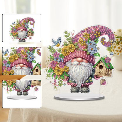 Single-Side Special Shape Spring Gnome Desktop Diamond Art Kits for Home Decor
