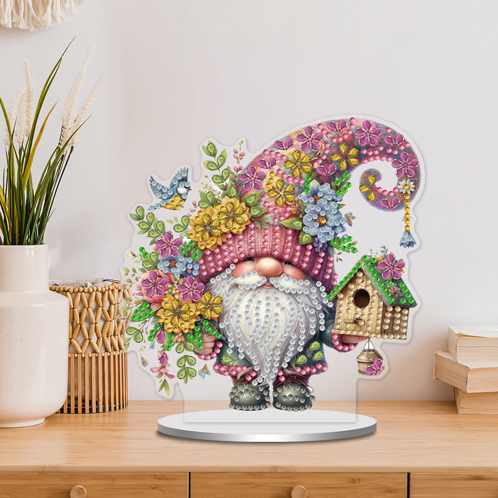 Single-Side Special Shape Spring Gnome Desktop Diamond Art Kits for Home Decor